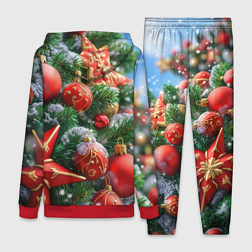 Женский костюм Красные шары и звезда новогодняя / 3D-Красный – фото 2