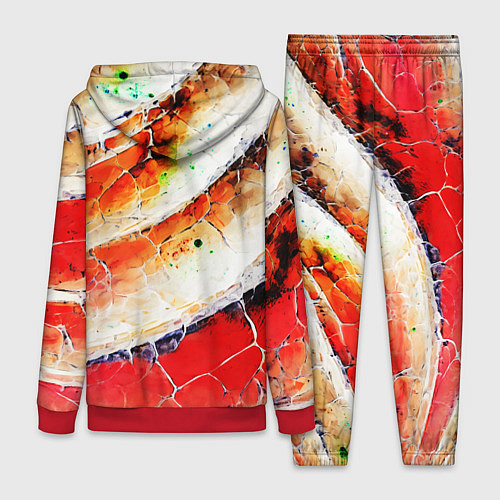 Женский костюм Красно-белая волнистая абстракция / 3D-Красный – фото 2