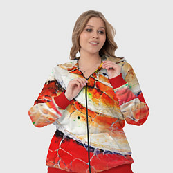 Женский 3D-костюм Красно-белая волнистая абстракция, цвет: 3D-красный — фото 2