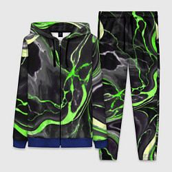 Женский 3D-костюм Зелёно-чёрный мрамор, цвет: 3D-синий