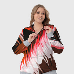 Женский 3D-костюм Красно-белая абстракция на чёрном фоне, цвет: 3D-меланж — фото 2