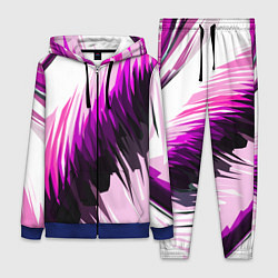 Женский 3D-костюм Чёрно-розовые острые полосы на белом фоне, цвет: 3D-синий