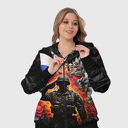 Женский 3D-костюм Защитник отечества с ангельскими крыльями, цвет: 3D-черный — фото 2