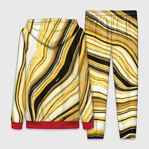 Женский костюм Волнистые вертикальные чёрно-жёлтые полосы / 3D-Красный – фото 2