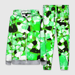 Женский 3D-костюм Green and white abstraction on a black background, цвет: 3D-меланж