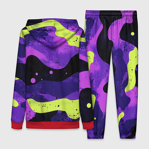 Женский костюм Черно-фиолетовый камуфляж и золотой герб РФ / 3D-Красный – фото 2