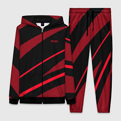 Женский костюм Sport чёрный и красный полосы