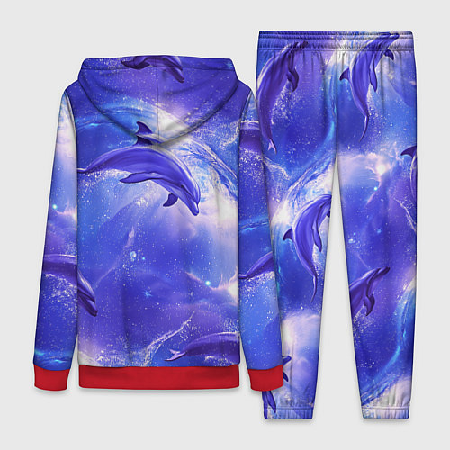 Женский костюм Дельфины в волшебном море паттерн / 3D-Красный – фото 2