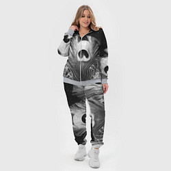 Женский 3D-костюм Изогнутые белые перья павлина - чб иллюстрация, цвет: 3D-меланж — фото 2
