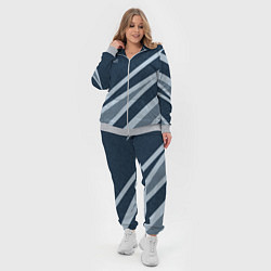 Женский 3D-костюм Sport синий текстурный с полосами, цвет: 3D-меланж — фото 2