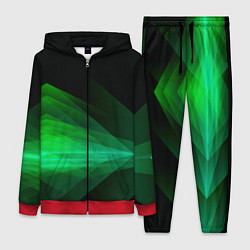 Женский 3D-костюм Неоновая зеленая абстракция на черном фоне, цвет: 3D-красный
