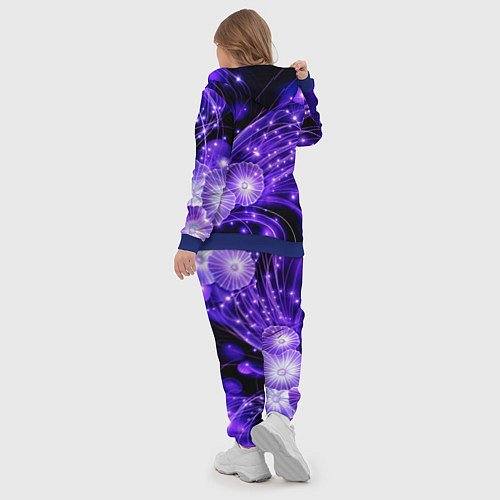 Женский костюм Силуэты цветов на темном фоне - фиолетовое свечени / 3D-Синий – фото 5
