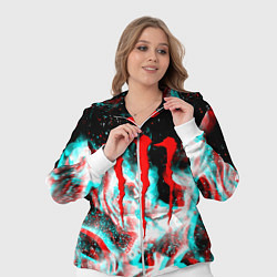 Женский 3D-костюм Monster energy глитч огонь, цвет: 3D-белый — фото 2