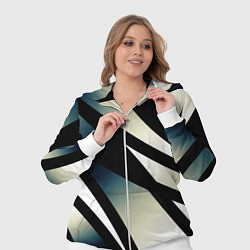 Женский 3D-костюм Чёрно-белый с синим затемнением полосы, цвет: 3D-белый — фото 2