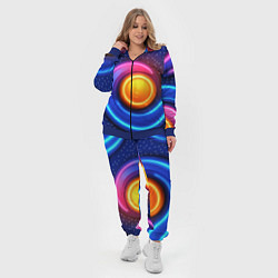 Женский 3D-костюм Оранжевый круг и голубые линии текстура, цвет: 3D-синий — фото 2