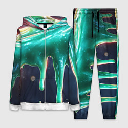 Женский костюм Текстура стекающая зеленая клякса