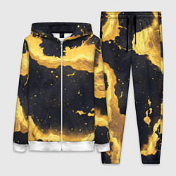 Женский 3D-костюм Черная текстура с золотой волной, цвет: 3D-белый