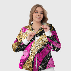 Женский 3D-костюм Розовые и золотые полосы - текстура, цвет: 3D-белый — фото 2