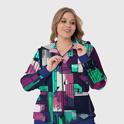 Женский 3D-костюм Абстракция бирюзовый с розовым геометричный, цвет: 3D-синий — фото 2