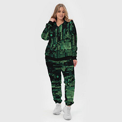 Женский 3D-костюм Чёрно-зелёный абстракция точки полоски, цвет: 3D-черный — фото 2