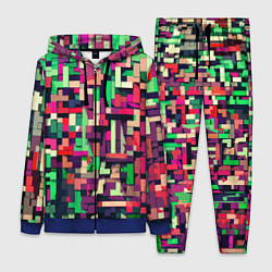 Женский 3D-костюм Зелёно-розовый геометричные фигуры, цвет: 3D-синий