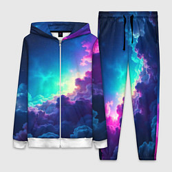 Женский 3D-костюм Неоновые космические облака, цвет: 3D-белый