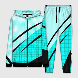 Женский костюм Абстрактный чёрно-голубой с полосами