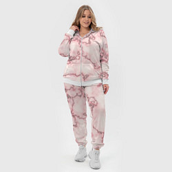 Женский 3D-костюм Розовая абстракция с мраморной текстурой и блеском, цвет: 3D-белый — фото 2