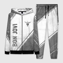 Женский 3D-костюм Bon Jovi - white gradient вертикально, цвет: 3D-черный