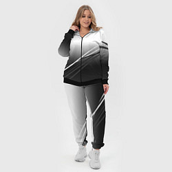 Женский 3D-костюм Градиент с полосами из белого в тёмный, цвет: 3D-черный — фото 2