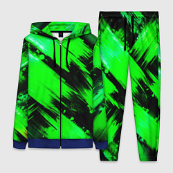 Женский костюм Зеленые мазки краски на черном