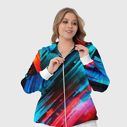 Женский 3D-костюм Синяя и красная краска на черном, цвет: 3D-белый — фото 2