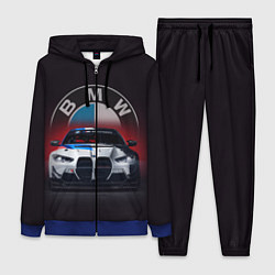 Женский 3D-костюм BMW на красном фоне, цвет: 3D-синий