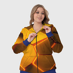 Женский 3D-костюм Желтые неоновые соты - текстура, цвет: 3D-синий — фото 2