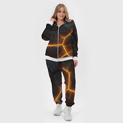 Женский 3D-костюм Черные плиты с оранжевой молнией, цвет: 3D-белый — фото 2