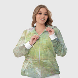 Женский 3D-костюм Абстракция - white waves on green background, цвет: 3D-белый — фото 2