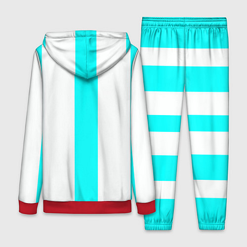 Женский костюм Color light blue white lines / 3D-Красный – фото 2