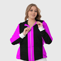 Женский 3D-костюм Color black pink lines, цвет: 3D-белый — фото 2