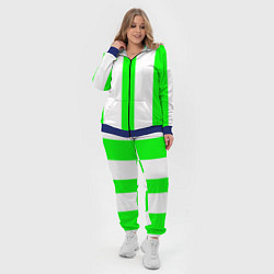 Женский 3D-костюм Color light green white lines, цвет: 3D-синий — фото 2