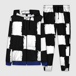 Женский 3D-костюм Черные квадраты в виде шахматной доски, цвет: 3D-синий