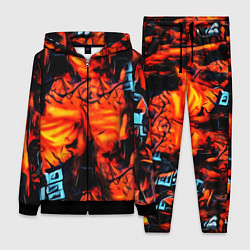 Женский 3D-костюм Абстрактная текстура рыжего пламени, цвет: 3D-черный