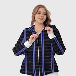 Женский 3D-костюм Color black cage purple stripes, цвет: 3D-белый — фото 2