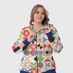 Женский 3D-костюм Геометрический узор с цветочными элементами - ретр, цвет: 3D-синий — фото 2