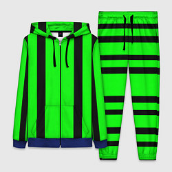 Женский 3D-костюм Color black and green stripes, цвет: 3D-синий