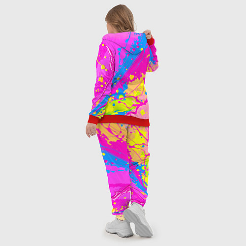 Женский костюм Яркая абстракция из розовых и голубых красок / 3D-Красный – фото 5