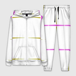 Женский 3D-костюм Color white pink yellow stripes, цвет: 3D-белый