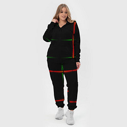 Женский 3D-костюм Color black green orange stripes, цвет: 3D-черный — фото 2