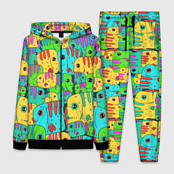 Женский 3D-костюм Яркие тропические рыбки паттер, цвет: 3D-черный