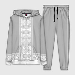 Женский 3D-костюм Славянский узор на сером - вышиванка рубаха, цвет: 3D-белый