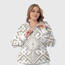 Женский 3D-костюм Славянские узоры в бежевом цвете, цвет: 3D-белый — фото 2